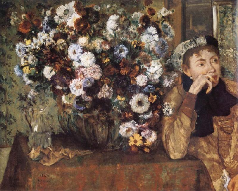 Woman and chrysanthemum, Edgar Degas